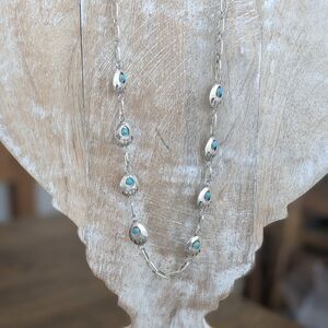 Navajo Turquoise And Sterling Silver Bear Claw Necklace